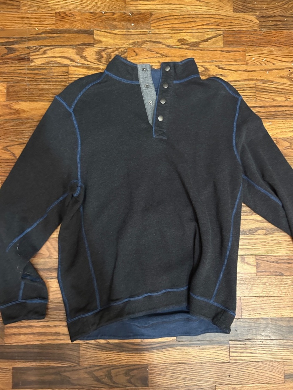 Tommy Bahama Blue Knit Snap-Placket Henley